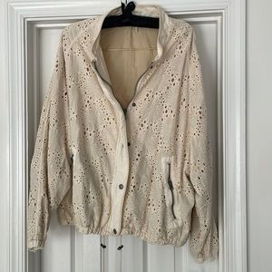Free People Daisy Jane Eyelet Bomber Jacket
